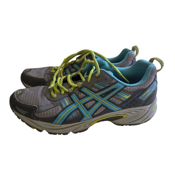 Asics Shoes - ASICS Gel-Venture 5 Trail Running Shoes Grey Blue Lime Green T5N8N Size 9.5
